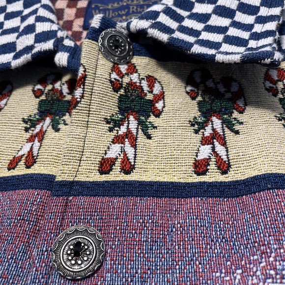Willow Ridge Vintage Christmas Jacket Knit Tapestry Snowman Candy Cane Size L - Picture 4 of 11